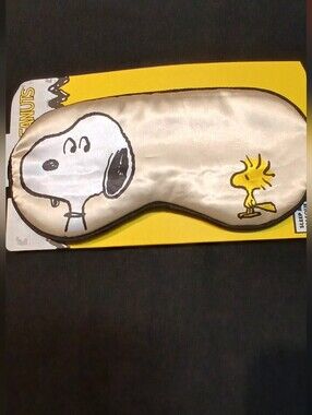 Peanuts -Sleep Mask, Fabric Covered Elastic Headband Snoopy/Woodstock On Front